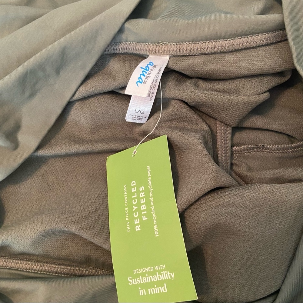 NWT High-Waist Olive Green Swim Bottoms - Picture 5 of 6